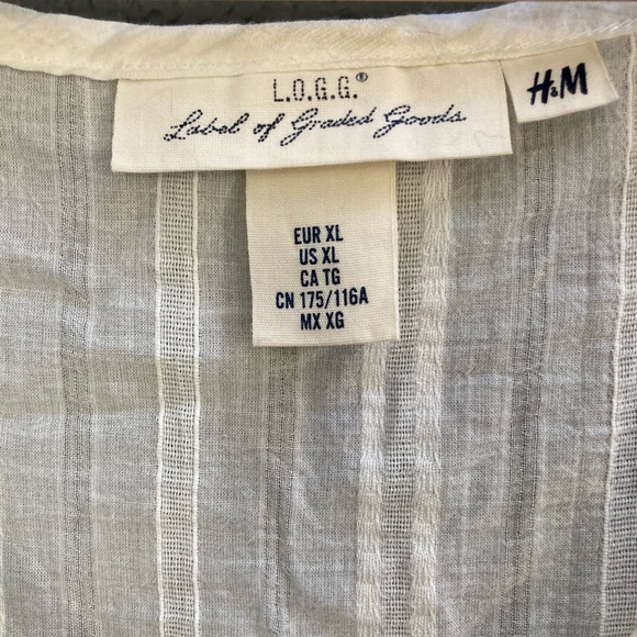 H&M White top/blouse/delicate Henley XL - Picture 3 of 10